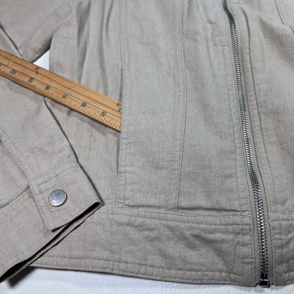 Rachel Zoe Jacket Women S Beige Linen Blend Zip Utility Lightweight Minimalist - Picture 8 of 10